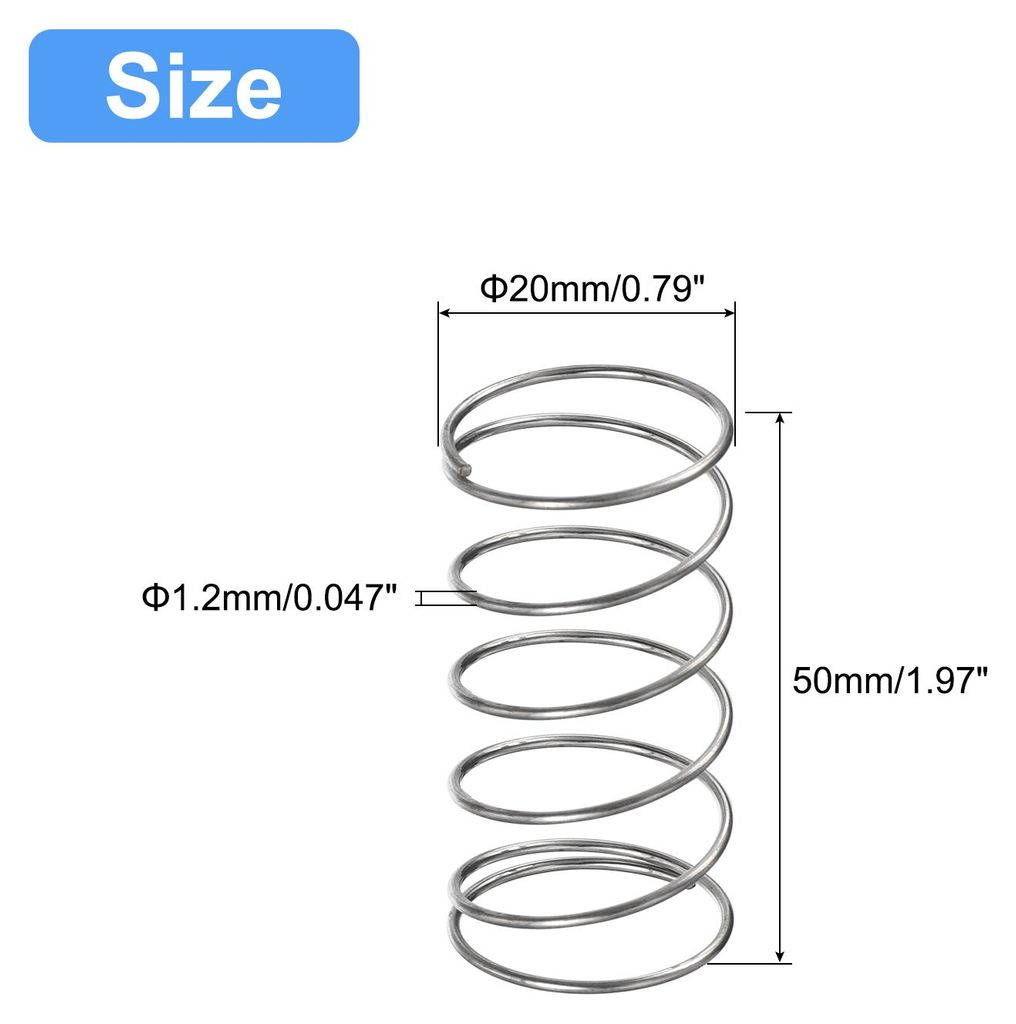 5Stk Druckfeder 304 Edelstahl Druckfedern Feder Federn Zugfeder Zugfedern Spiralfeder Spiralfedern Sprungfeder Stahlfeder 20mm AD 1.2mm Draht Gr??e...