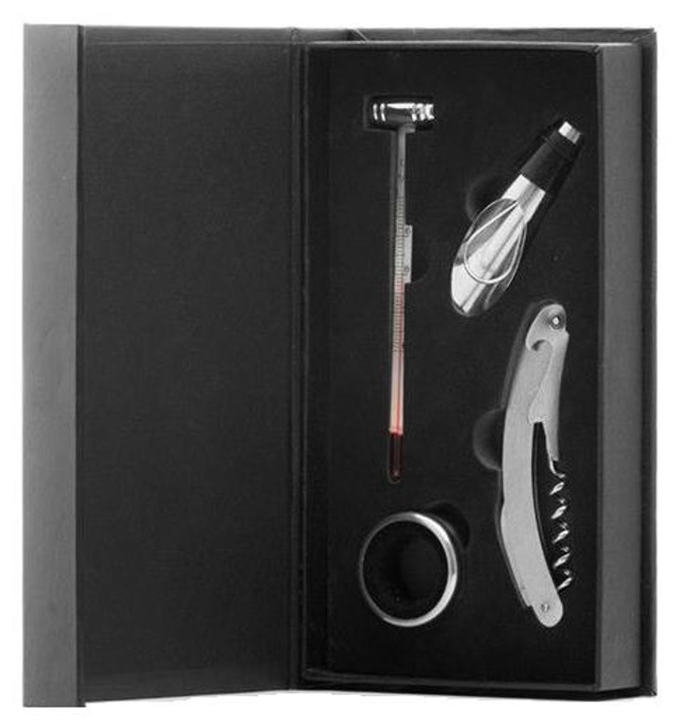 Koopman Weinzubehör-Set, Edelstahl, Silber/Schwarz Produktbild 