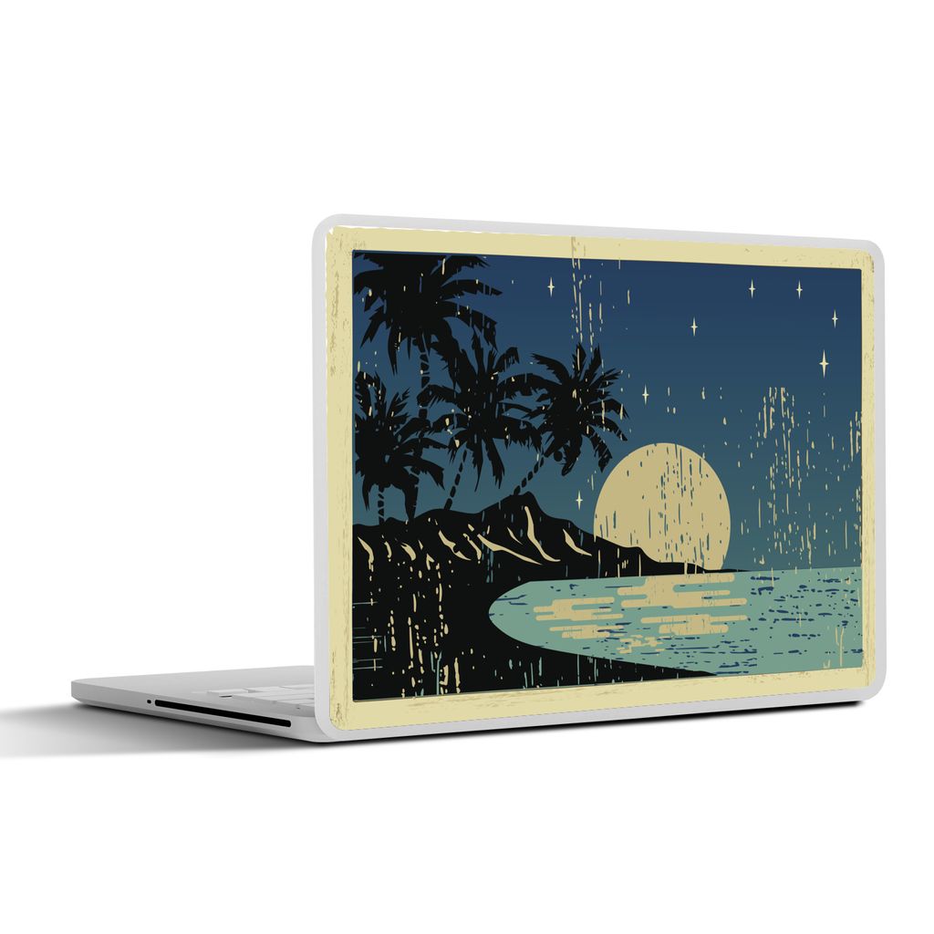 MuchoWow Laptop Aufkleber Sticker Cover Vintage-Postkarte mit einer tropischen Illustration 25x18 cm - Laptop-Deko