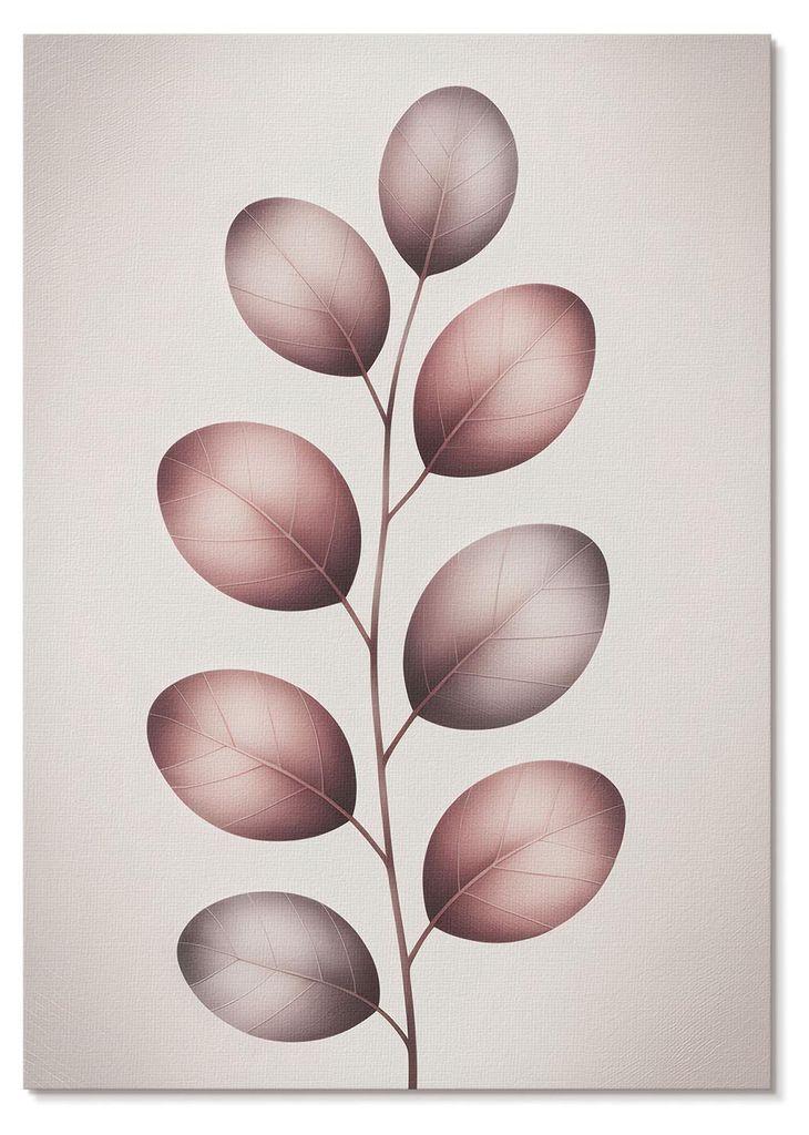 POSTER - 42x59 cm (A2) - Maria "Vibe" Conti - Zweig mit rosa Blättern, minimalistische Leichtigkeit - Wandbild für Wohnzimmer Schlafzimmer & Flur...