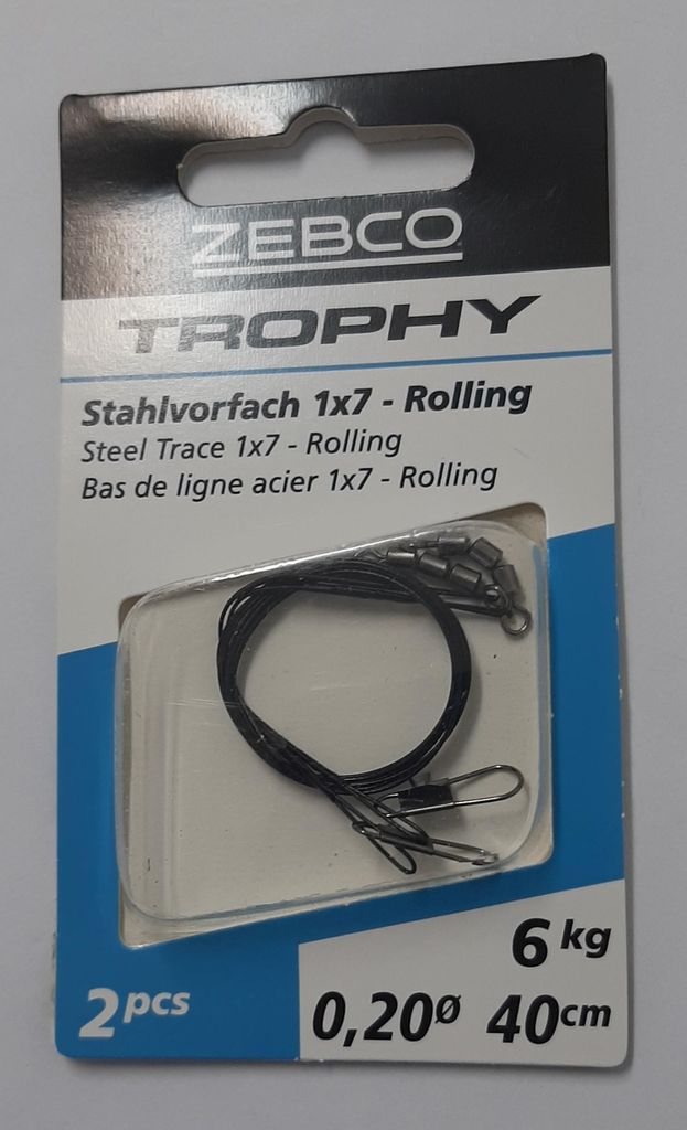Zebco Trophy Stahlvorfach Hecht Stahlvorfächer 1x7 40cm 6kg 2 Stück