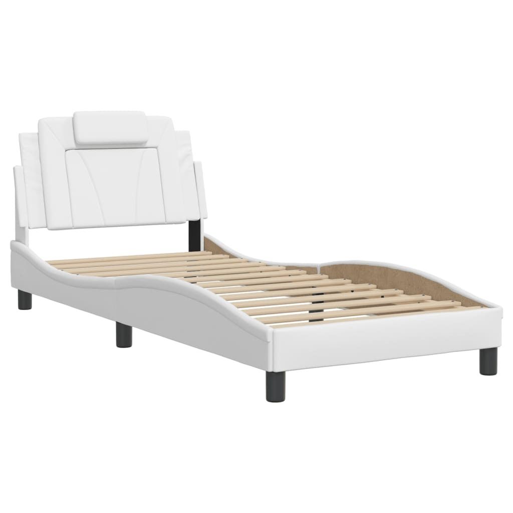 "WINTER SALE"Bettgestell Stylishces - Einzelbett/Jugendbett mit Lattenrost - "Viana" ohne Matratze - Weiß 90x190cm Kunstleder - Klassische Betten ...