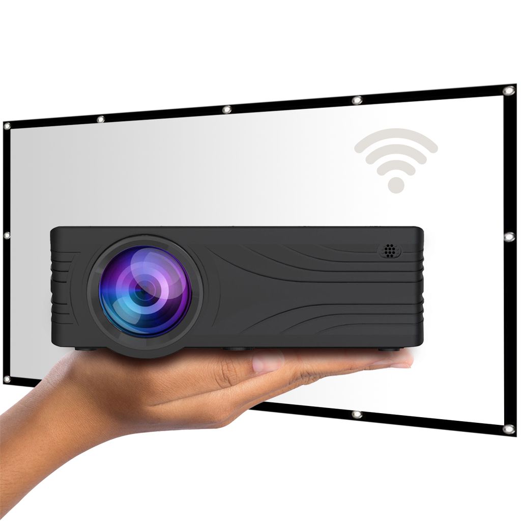 La Vague Wifi Projektor mit LCD- und LED-Technologie LV-HD240 inkl. Leinwand LV-STA100FP für Gaming & Heimkino