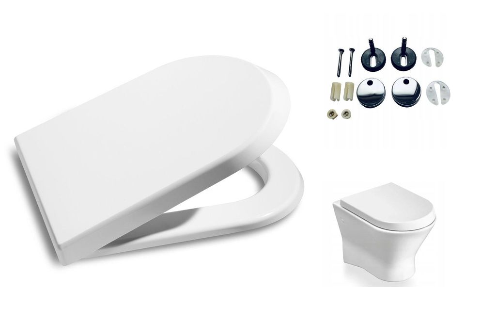 Ramm Toilettensitz kompatibel mit Roca Nexo Soft Close, antibakteriellem Duroplast, Quick-Release-Funktion
