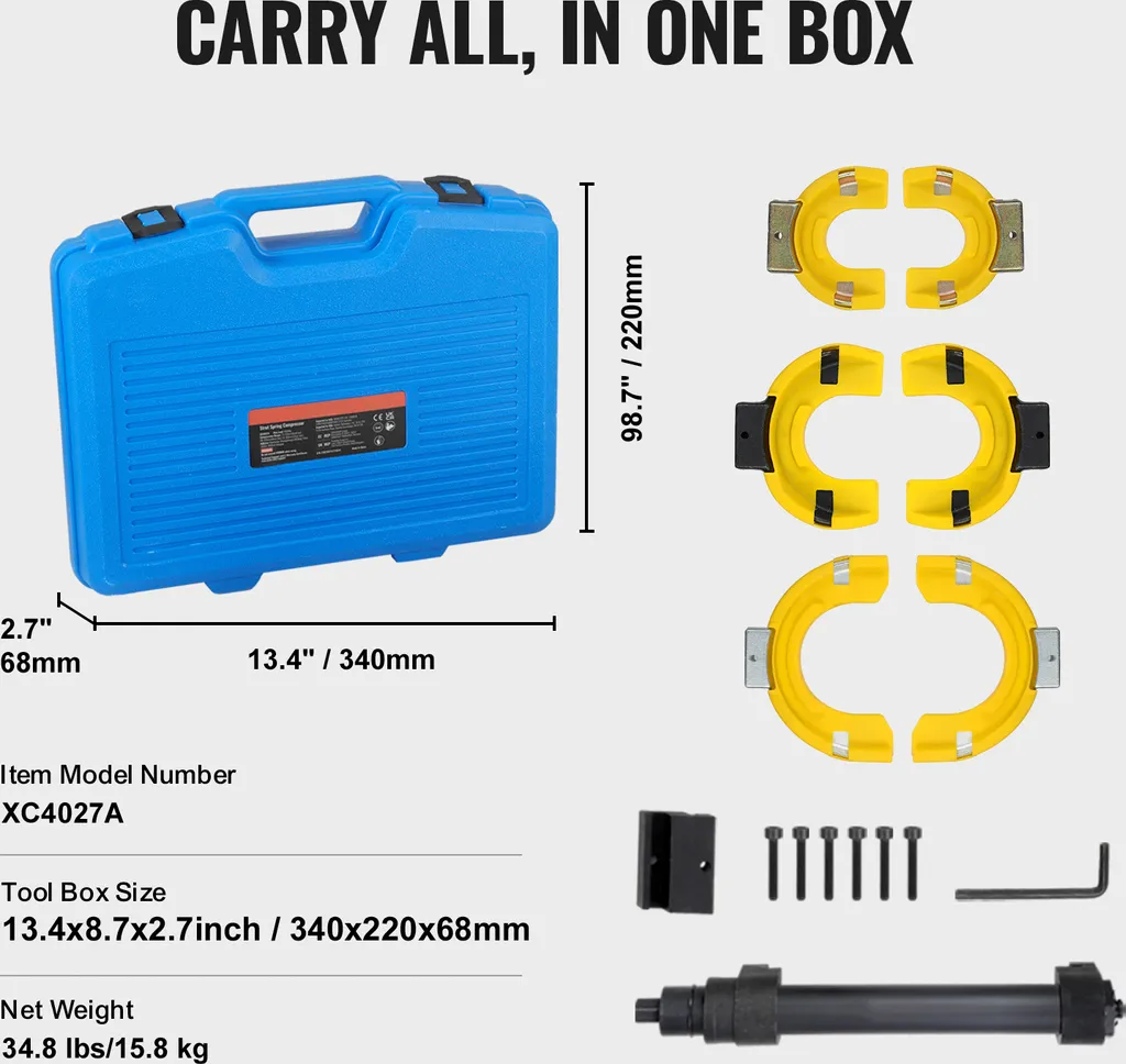 Outil Dépose Ressort de Suspension Interchangeable avec Mallette Jaune - 7