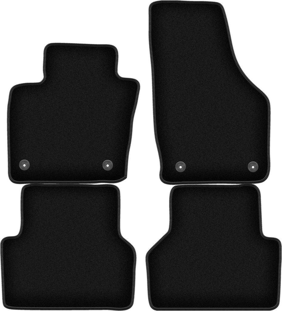 Wielganizator Velours-Autoteppiche – passand für Audi Q3 I 8U (SUV, Bj. 2011-2018) – schwarz, passgenau, mit Befestigungen set 4 Stk.