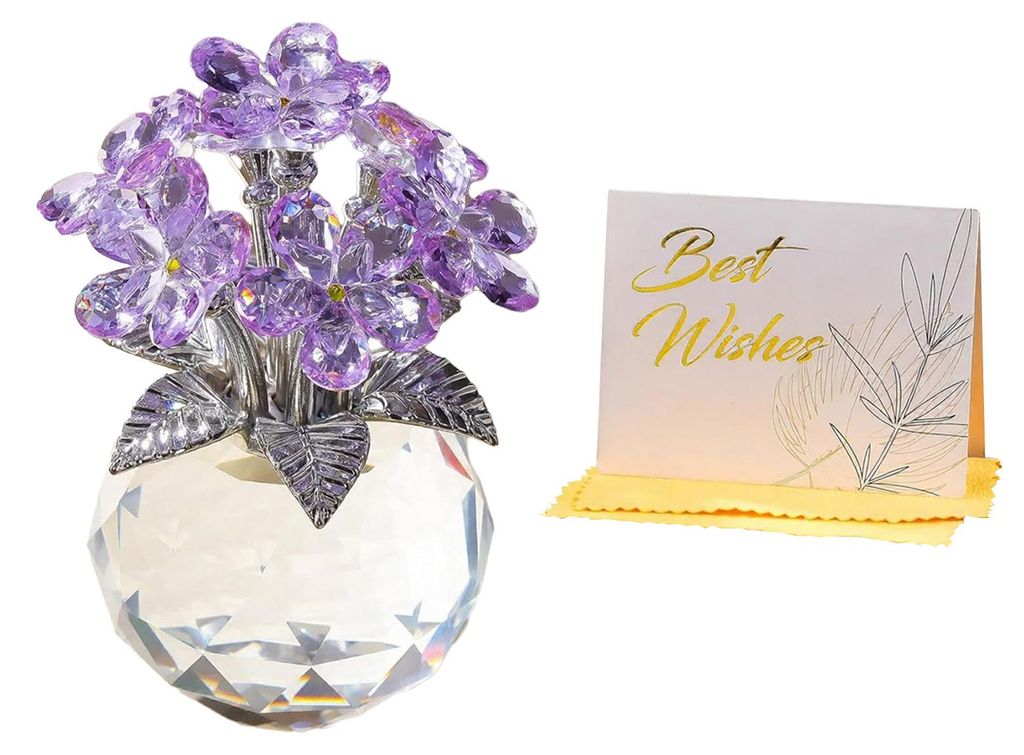 Vergissmeinnicht-Blumenfigur aus künstlichem Kristall, Geschenk für Frauen, Mitgefühl, durchsichtige Glasblumenornamente für Valentinstag, Gebu...