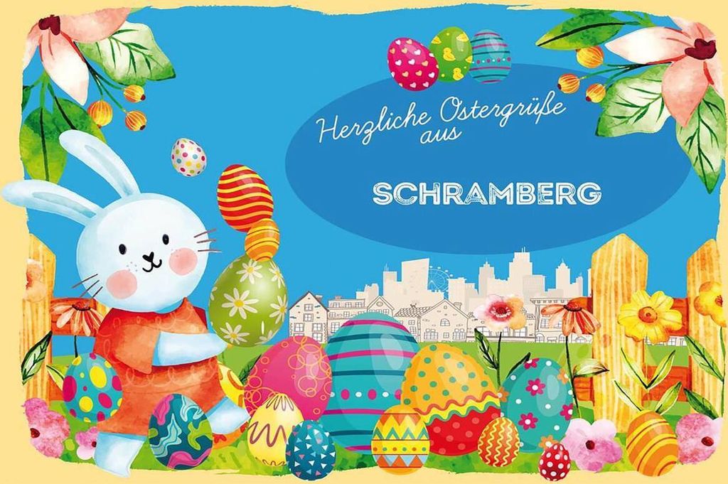 vianmo Holzschild 12x18 cm Ostergrüße SCHRAMBERG