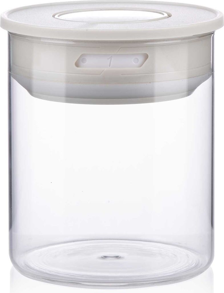 Aufbewahrungsglas Deckel mit luftdichter Vakkumversiegelung und Datumsanzeige, spülmaschinenfest, Vol. ca. 700 ml, grau