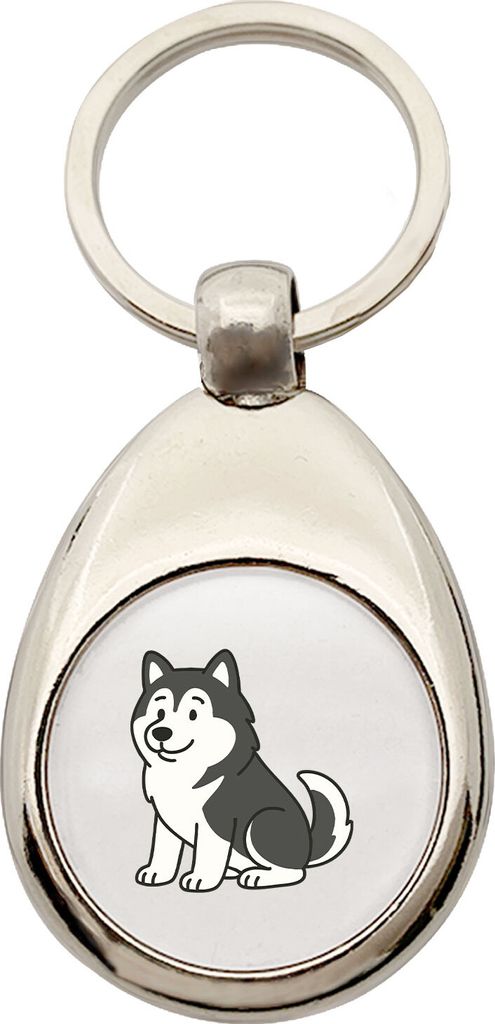 Huuraa Schlüsselanhänger Alaskan Malamute Comic Mali Metall Schlüsselring Einkaufswagenchip Geschenkidee