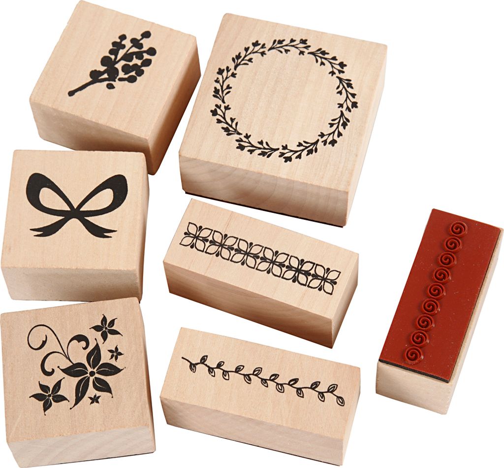 Creativ Company Holz Stempelset Natur - Kreatives Bastelset 7-teilig