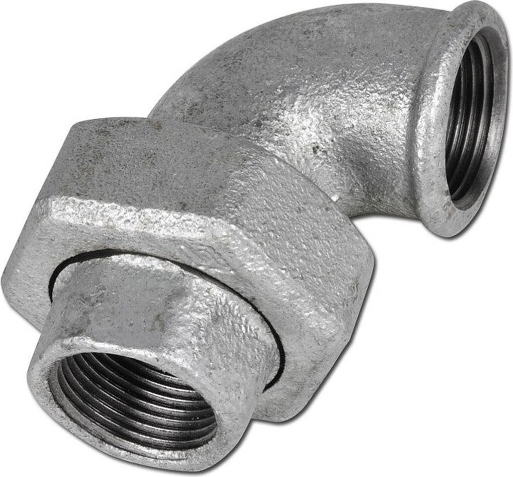 Winkelverschraubung 3/4 Zoll IG/IG flach dichtend verzinkt