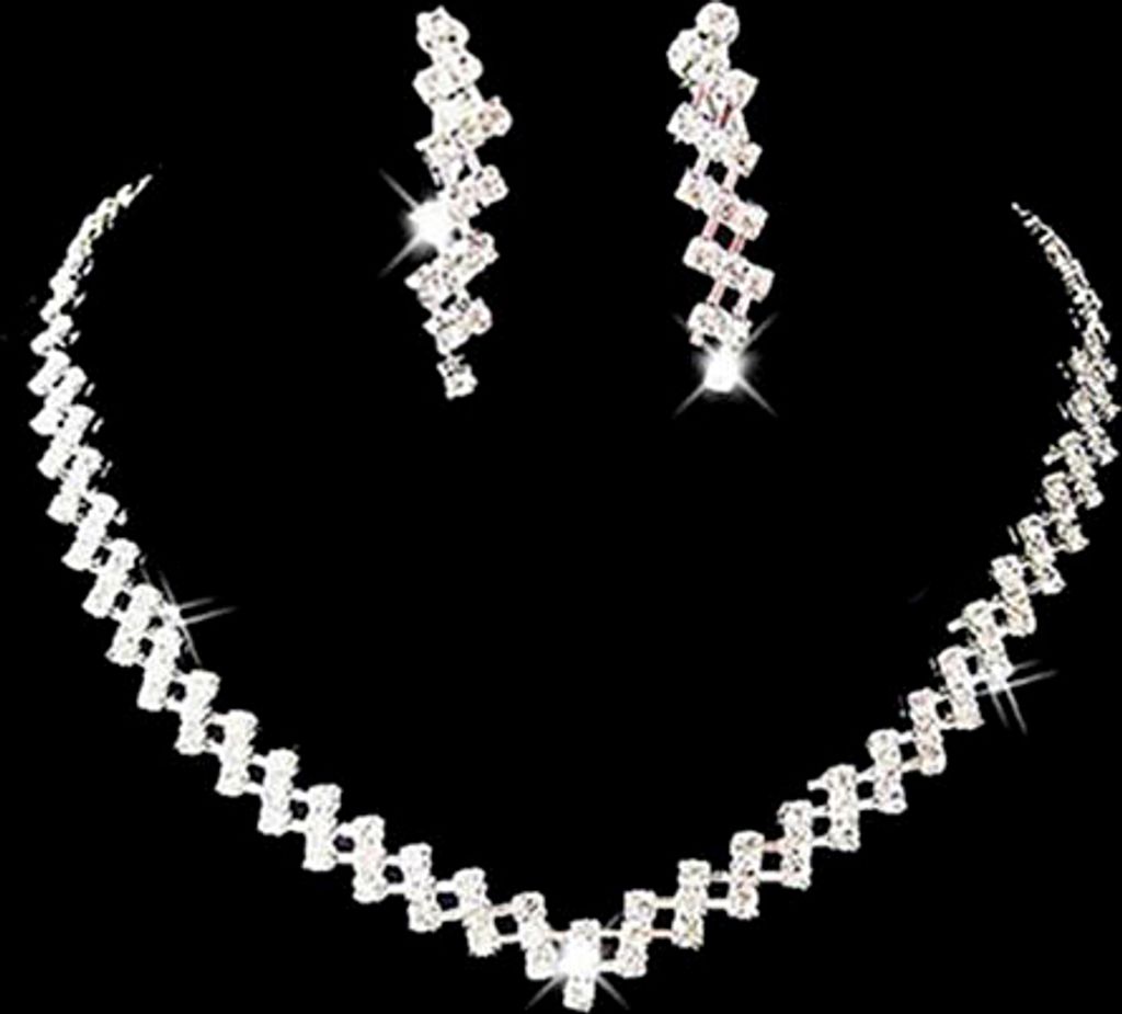 Brautschmuck, Hochzeit, Abschlussball, glänzender Strassstein, elegante Halskette, Ohrring-Set, Geschenk