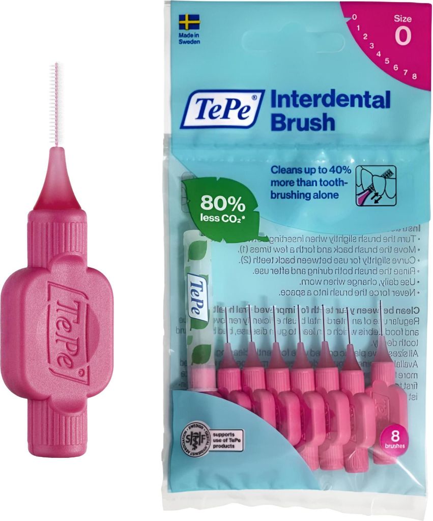 TePe | Brosses interdentaires, 8 pièces | Rose - 0,4mm | Image du produit 