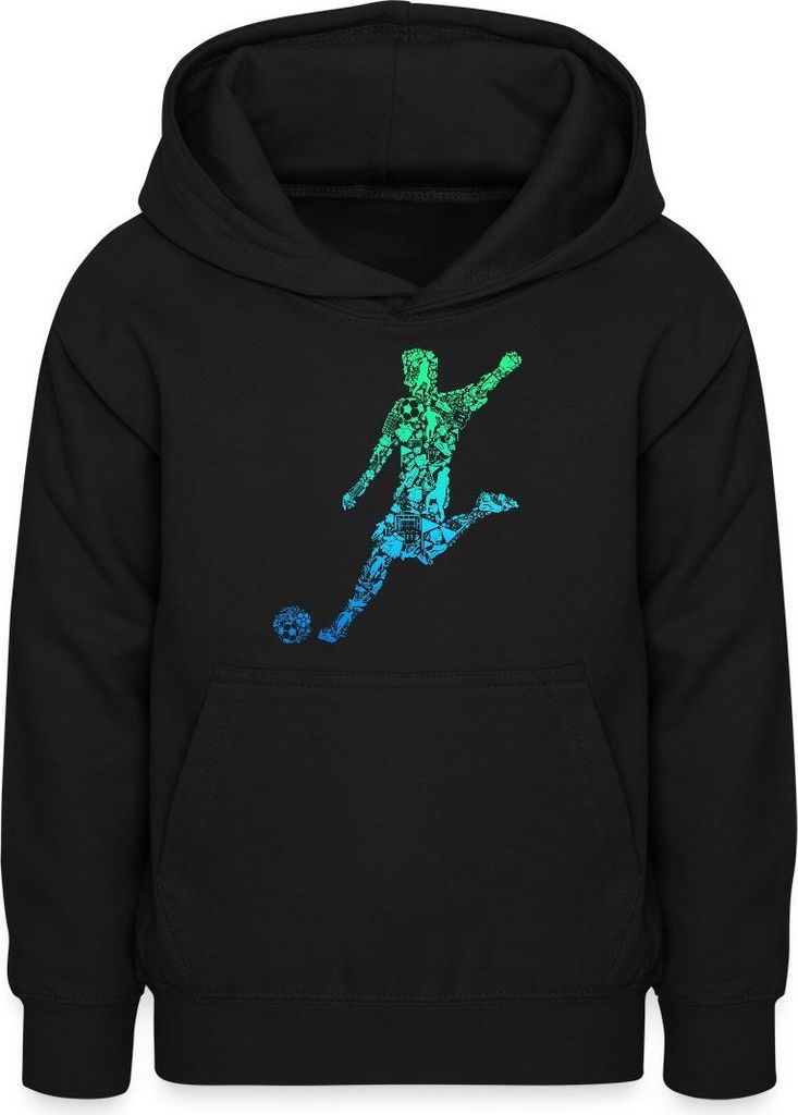 Spreadshirt Fußball Geschenk Fussballspieler Geschenkidee Teenager Hoodie, XL (12/13 Jahre), Schwarz