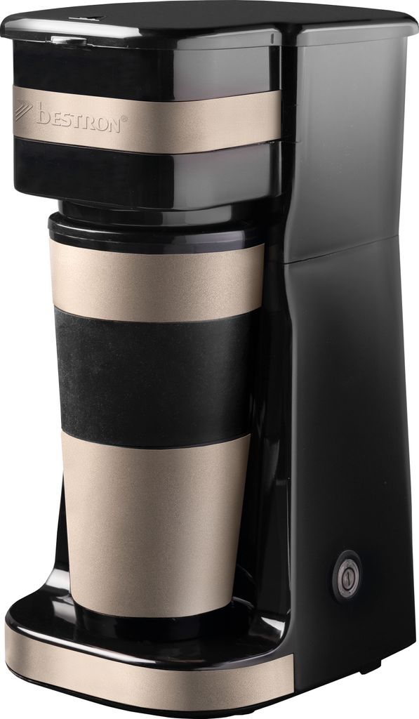 Bestron Kaffeemaschine mit Isolierbecher, Camping Kaffeemaschine für gemahlenen Filterkaffee, kleine Kaffeemaschine für 2 Große Tassen, 750 Watt...