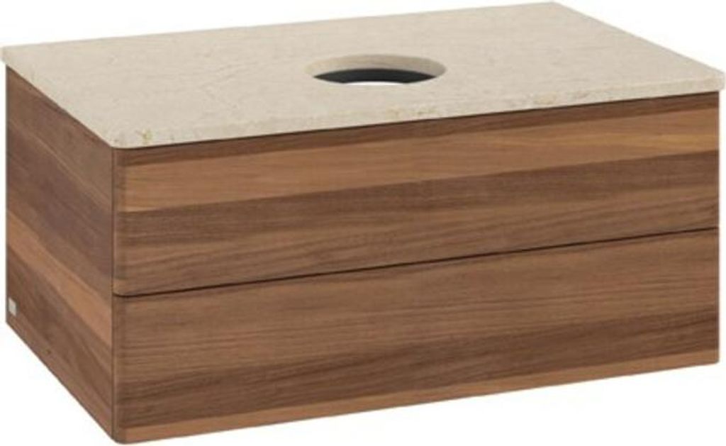 V&B Waschtischunterschrank ohne Frontstruktur Antao 80x36x50cm, WBP-farbe botti., w. walnut
