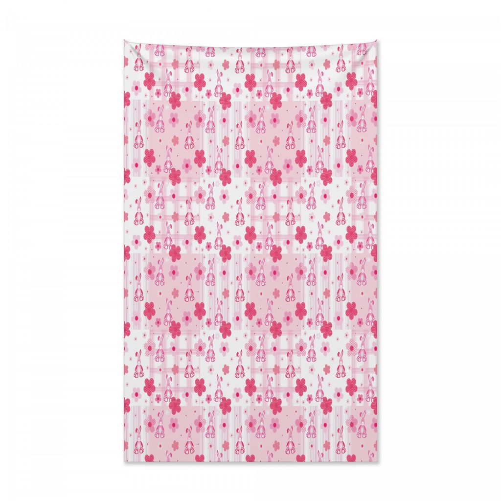 Abakuhaus Baby Wandteppich und Tagesdecke, Gefüllte Kaninchen Toy Flower aus Weiches Mikrofaser Stoff Kein Verblassen Klare Farben Waschbar, 140 x...