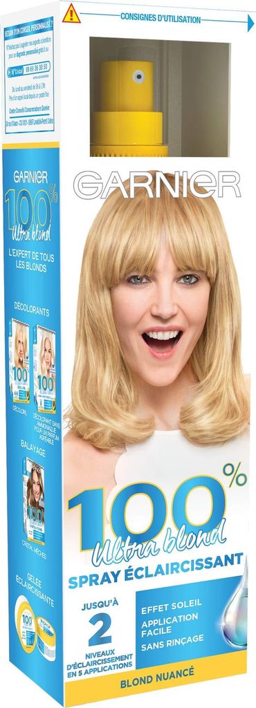 Garnier 100% Ultra Blond Aufhellungsspray, natürlich & progressiv, Strähnen-Effekte, Sonnenkristall, 125 ml
