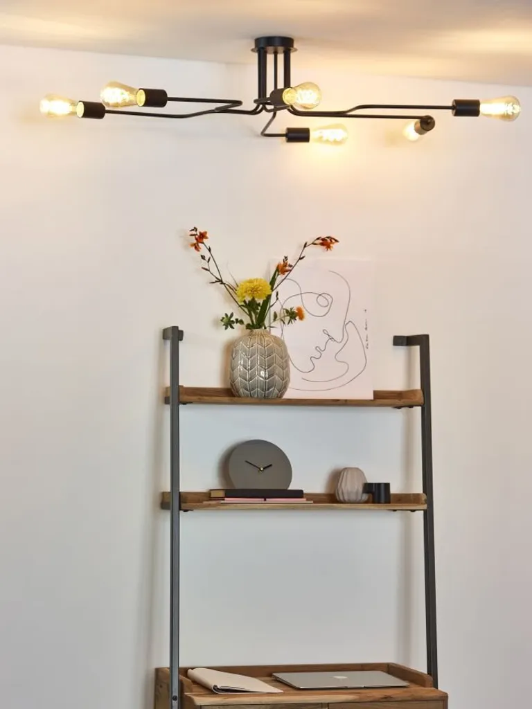 Éclairage de Salon Industriel Plafonnier LESTER Noir pour Ampoule E27 - 3