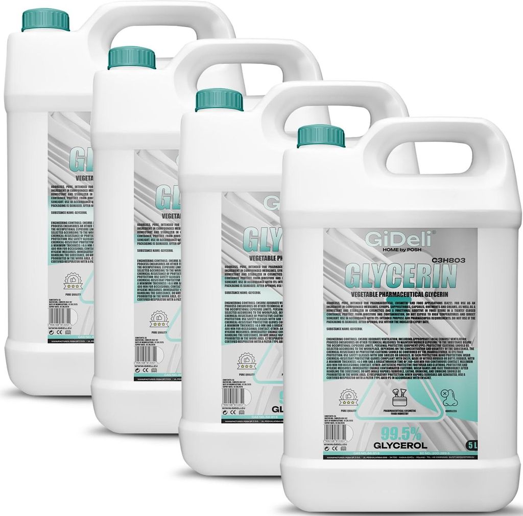 Glycerin VG 20L 99,5% Pharmaqualität E422 pflanzlich Kosmetik Haushalt GiDeli