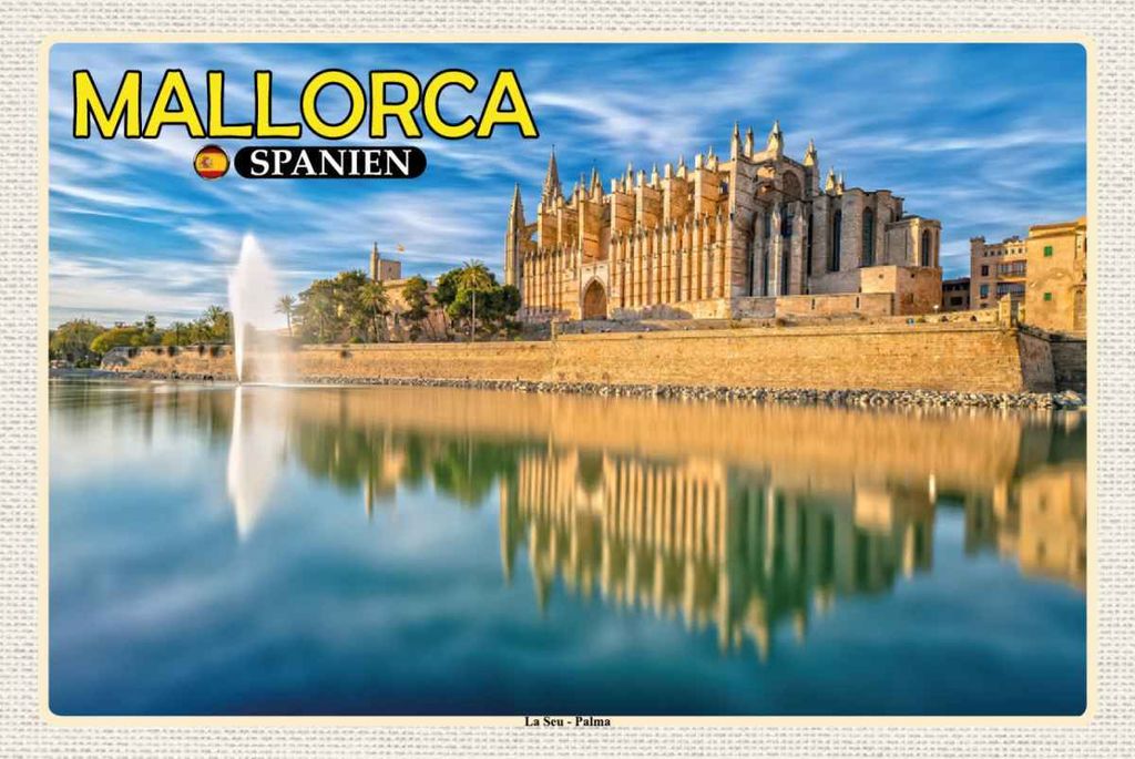 vianmo Holzschild 20x30 cm Mallorca Spanien La Seu Palma Kathedrale Bildmotiv Reisemotiv Europa