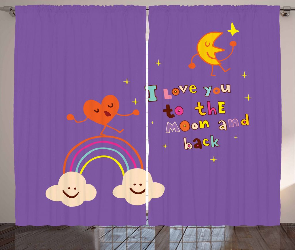 ABAKUHAUS Ich Liebe Dich Rustikaler Vorhang, Magischer glücklicher Regenbogen, Wohnzimmer Universalband Gardinen mit Schlaufen und Haken, 280 x 22...