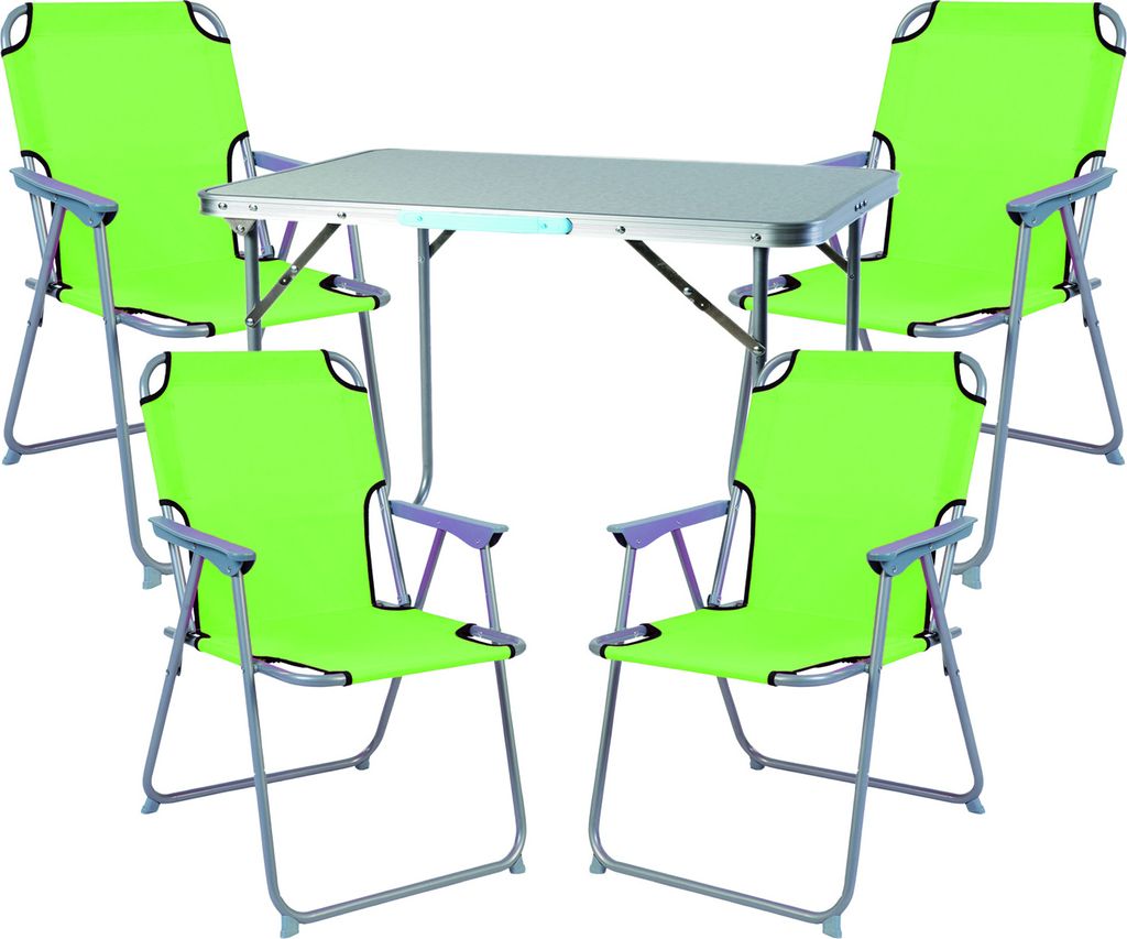 5-teiliges Campingmöbel Set Alu L80xB60xH68cm Limegrün
