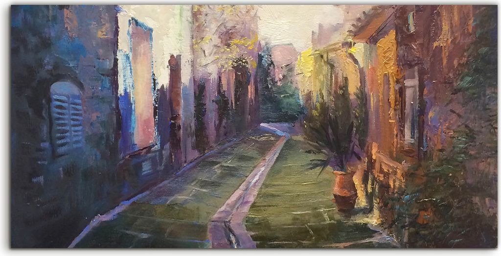 Coloray Acrylbild 140x70 Wandbild Acrylbilder Straße in der alten europäischen Stadt