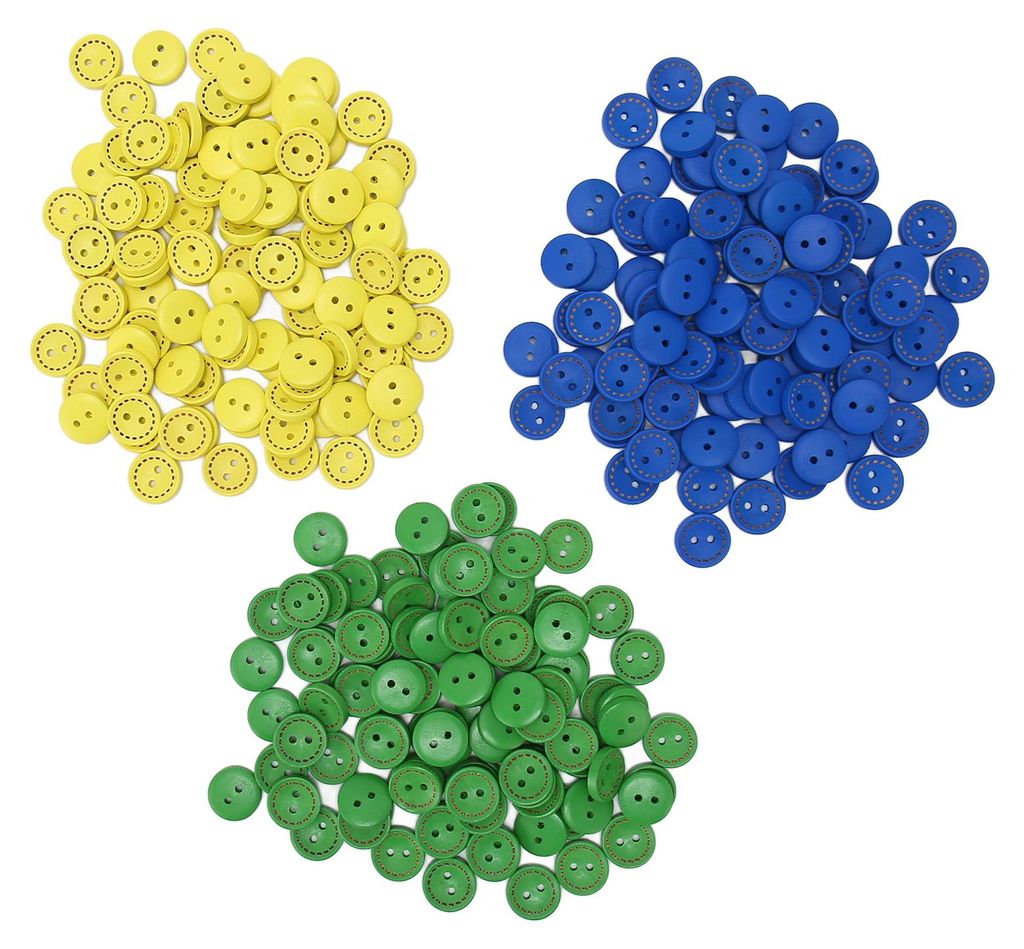 300 runde Holzknöpfe, 1,5 cm Durchmesser, 2 Löcher, leuchtende Farben, robuste und glatte Knöpfe für Bastelarbeiten wie Scrapbooking und Nähen