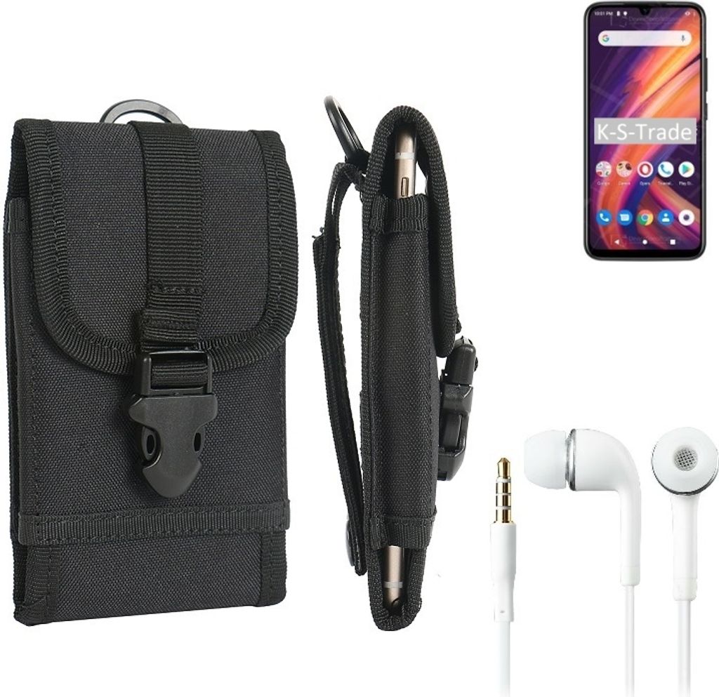 K-S-Trade Holster Schutz Hülle kompatibel mit Lenovo A7 Gürteltasche Handy Hülle Tasche outdoor Seitentasche schwarz 1x + Kopfhörer