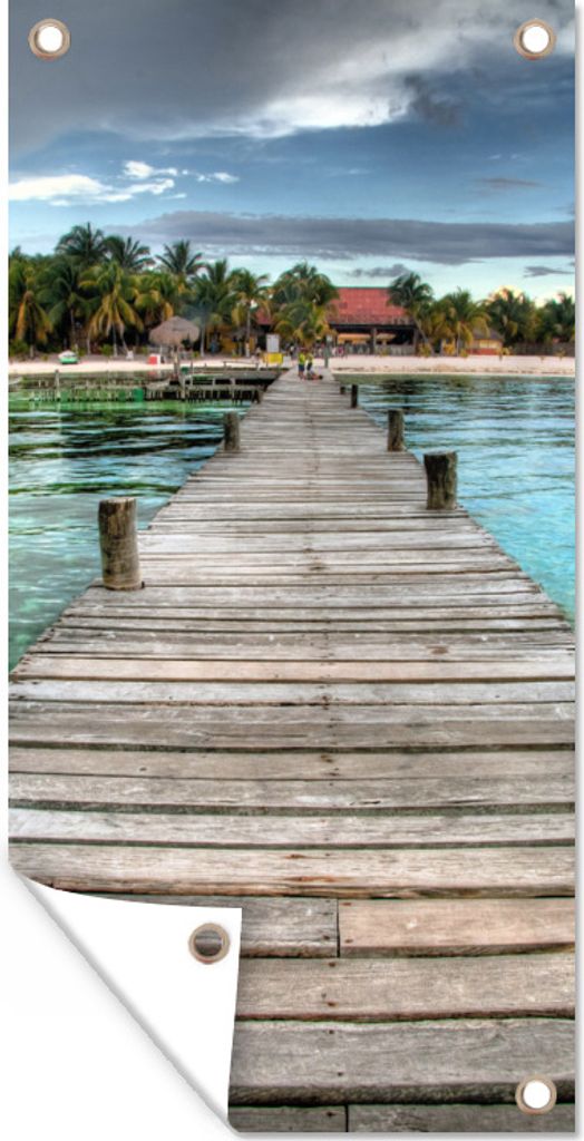 MuchoWow 40x80 cm Outdoor-Poster Gartendeko Sichtschutz Garten Poster für den Garten Blick auf die Seebrücke am Strand von Isla Mujeres, Mexiko