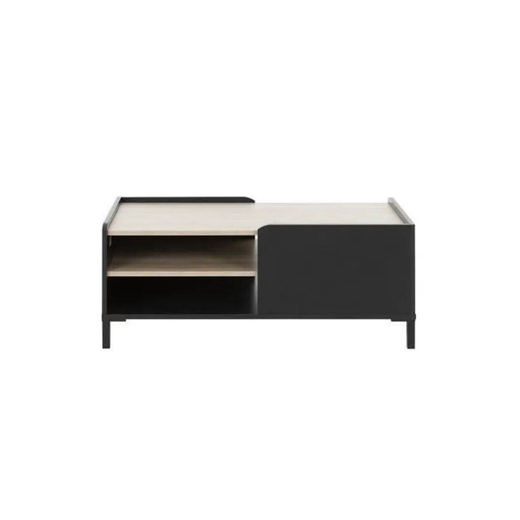 Table basse de salon avec niches étagères bois clair Amsterdam - 2