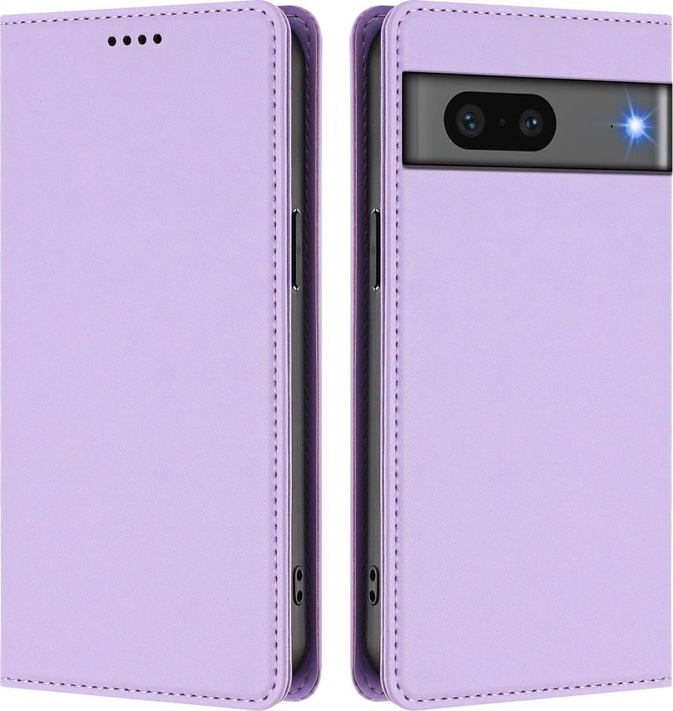 Handyhülle für Google Pixel 7, Kunstleder Klapphülle Stoßfeste Magnetische Hülle mit Ständer Violett
