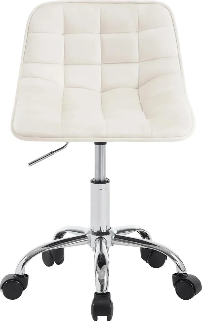 Sedia Ufficio Velluto Beige Girevole: Comfort Regolabile per Trucco e Lavoro