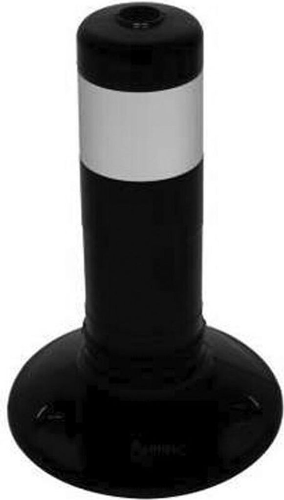 Schake Flexipfosten Ø80mm in schwarz mit weiß reflektierenden Streifen und Dübelbefestigung aus PUR 300mm hoch