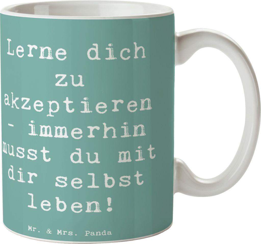 Mr. & Mrs. Panda Kaffeetasse Spruch Selbstakzeptanz Lernen - Meeresbrise - Geschenk, Teetasse, Gefühle, Zitat, Perfektion, Tasse, Gefühl, Pott, B...