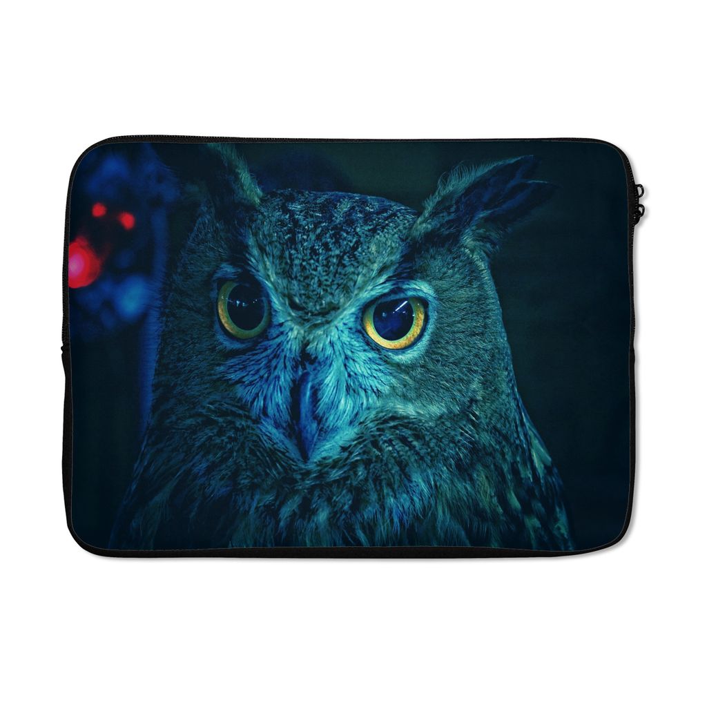MuchoWow Laptop Hülle 13 Zoll Türkisfarbene Eule Laptoptasche - Laptophülle - Sleeve - Rundumschutz