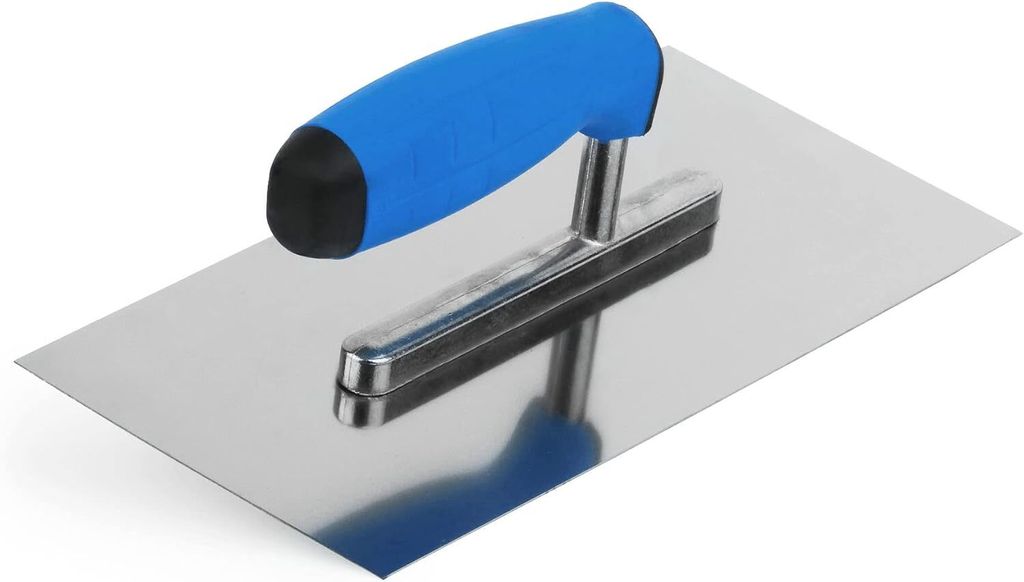 Mivos Edelstahl Glättekelle 270 x 130 mm - Rostfreie Putzkelle mit 2 Komponenten Softgriff - Glättbrett für Putz- und Maurerarbeiten - Glättsch...