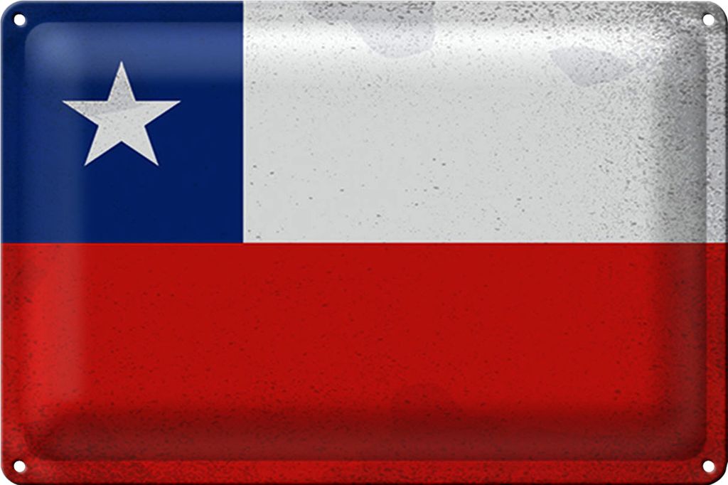 Blechschild Flagge Chile 18x12cm Flag of Chile Vintage