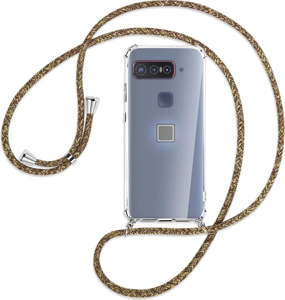 Handykette Backcover-Schutzhülle mit Band (Metall silberfarben) für Asus Smartphone for Snapdragon Insiders - braun+beige