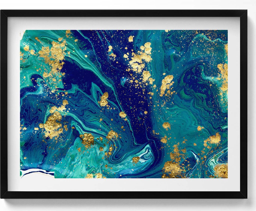 Moderne Kunst, abstrakt– Wandbild mit Rahmen – Gerahmtes Bild – Wanddekoration – 80x60 cm – Schwarz Rahmen