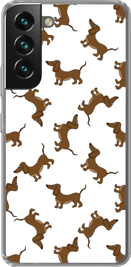 MuchoWow Handyhülle Schutzhülle Hülle für Telefoonhoesje Samsung Galaxy S22 Muster - Hund - Dackel - Jungen - Mädchen - Kinder - Kinder Sili...