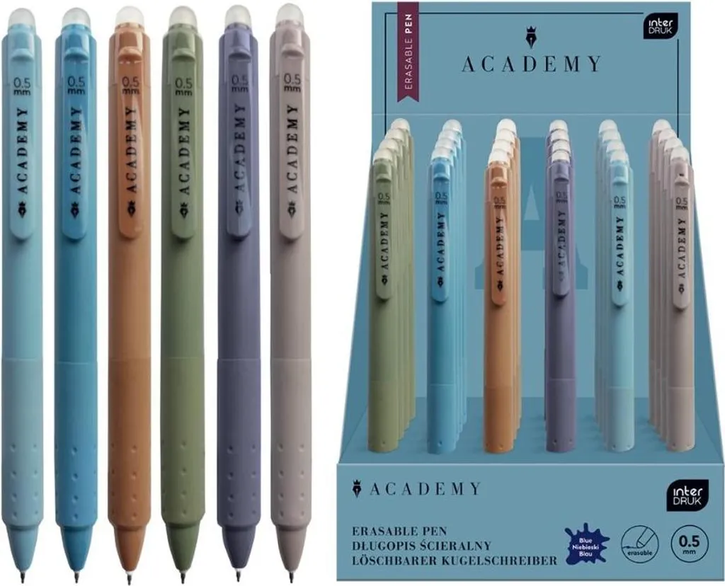 Lot de 24 stylos billes effaçables avec grip ergonomique encre bleue vive