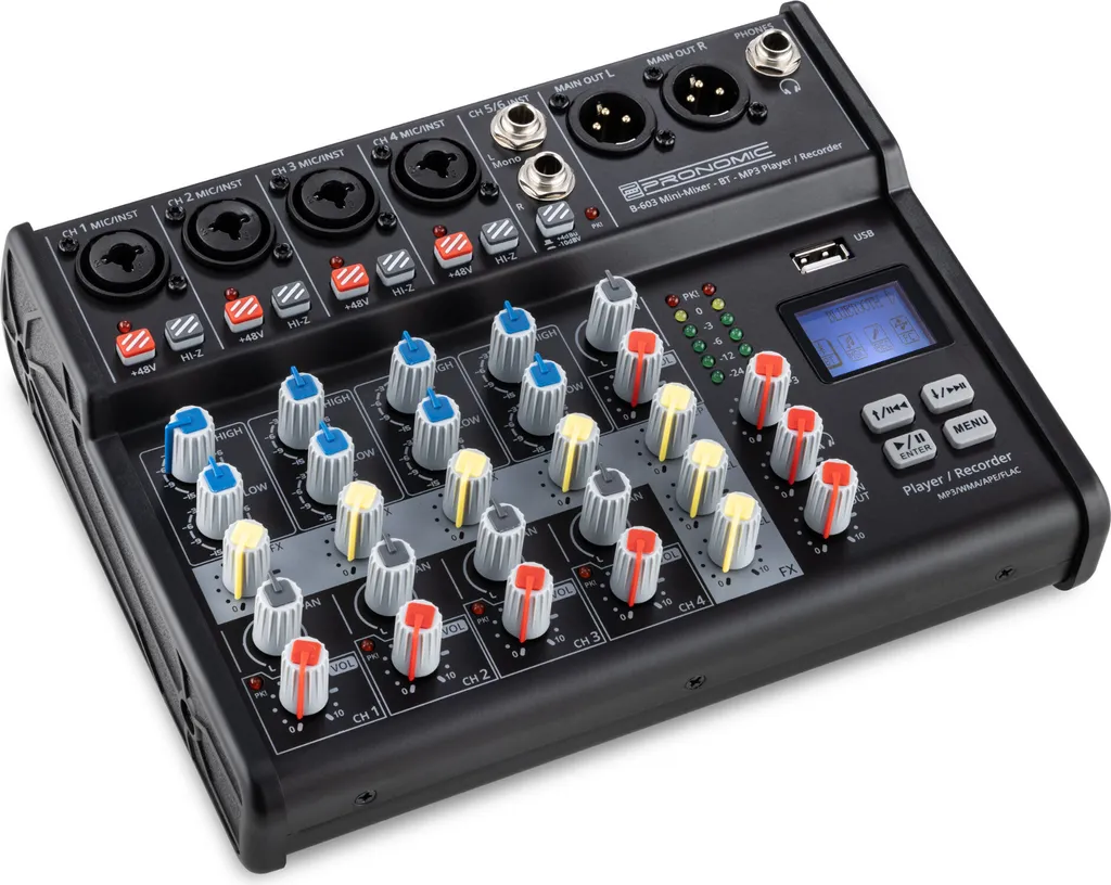 Console de mixage compacte Pronomic B-603 interface audio USB et BT