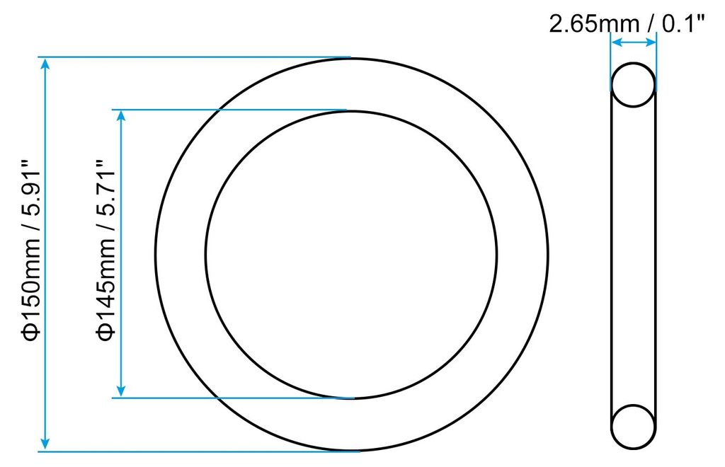 1 Stš¹ck Dichtungsringe O-Ringe Gummidichtung 150mm AD 145mm ID 2.65mm Breite Nitrilgummi Unterlegscheibe Dichtungssatz Gummischeiben fš¹r Wass...