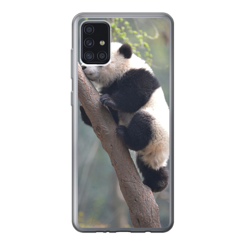 MuchoWow Handyhülle Schutzhülle Hülle für Samsung Galaxy A52 5G Panda - Tier - Baum Silikon Softcase Handy Hülle - Umschlag