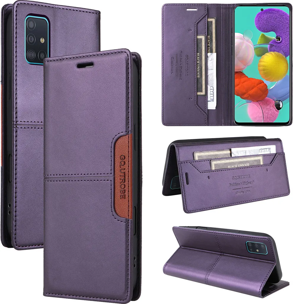 Cover Viola Samsung A51 4G Portafoglio: Accessorio Fashion con Slot Carte