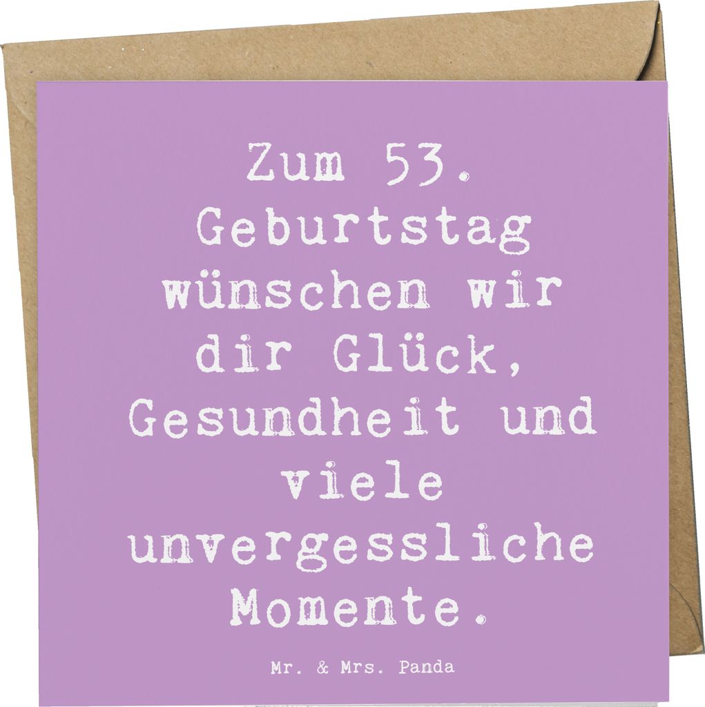 Mr. & Mrs. Panda Grußkarte Spruch 53. Geburtstag Glück - Lavendeltraum - Geschenk, faltkarte, Klappkarte, Lebensjahr, Glückwunschkarte, Glückwu...