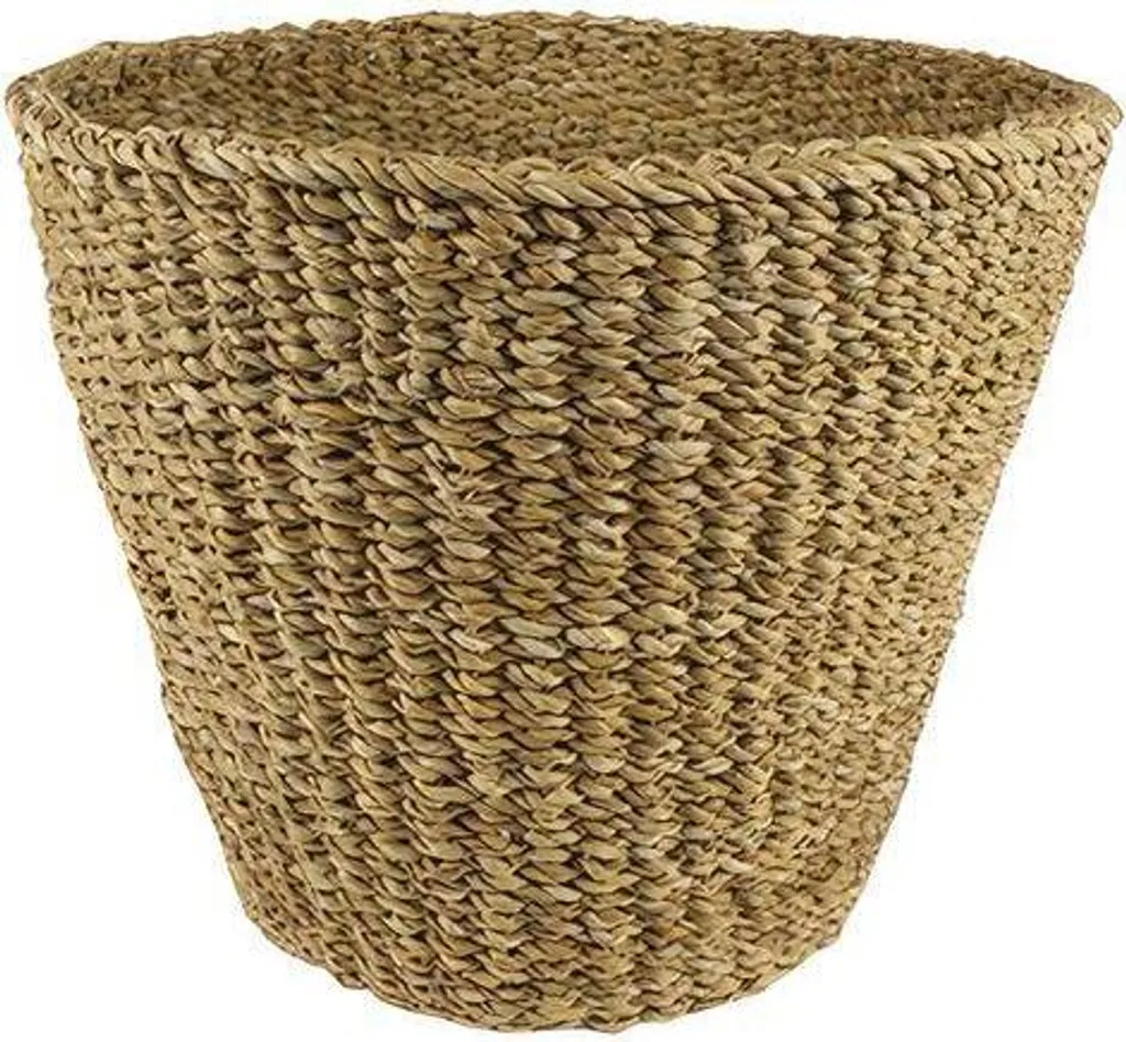 Cache-pot tressé en jonc de mer naturel 26 cm pour plante d'intérieur